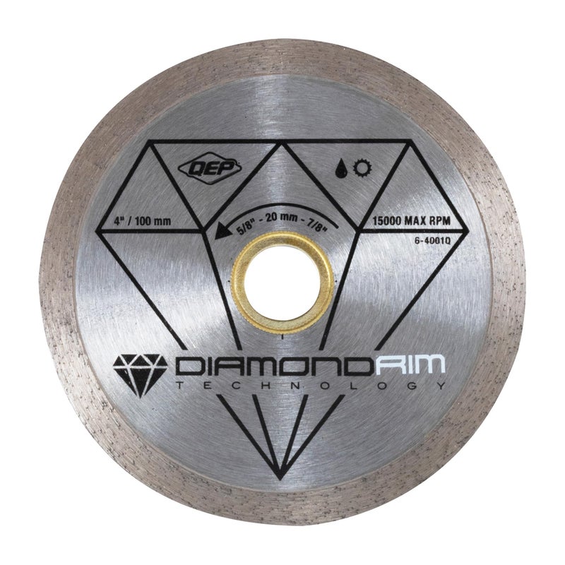 QEP 4" Continuous Rim Diamond Blade - For Wet Cutting of Ceramic Tile - Image 1